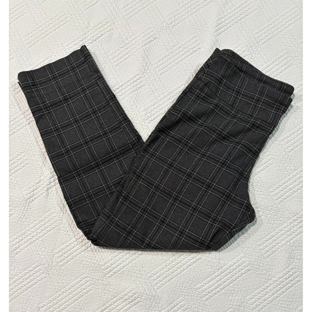 Zac & Rachel Women's Plaid Trouser Pants Stretch Pull-On Size 12 Grey Career